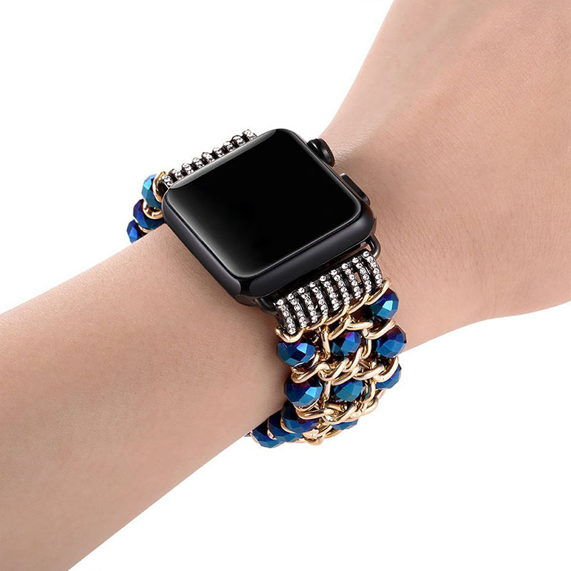 Replacement jewelry bracelet band for Apple watch blue